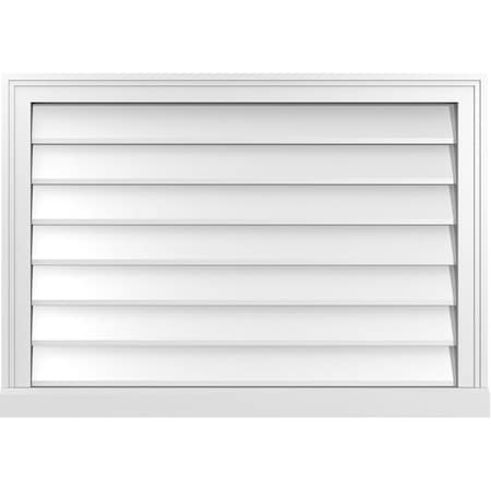 Vertical Surface Mount PVC Gable Vent W/ 2W X 2H , Brickmould Sill Frame, 34W X 24H